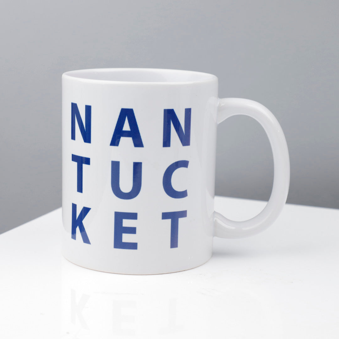 Nantucket Stacked on White Mug