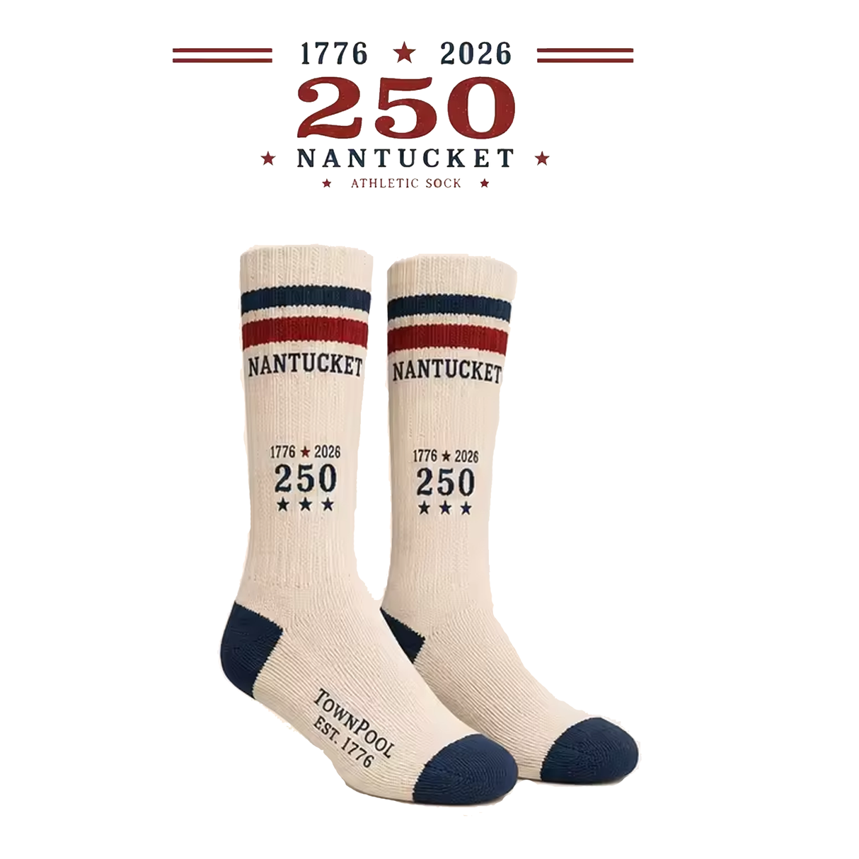 Nantucket 250 Cream Athletic Socks (White)