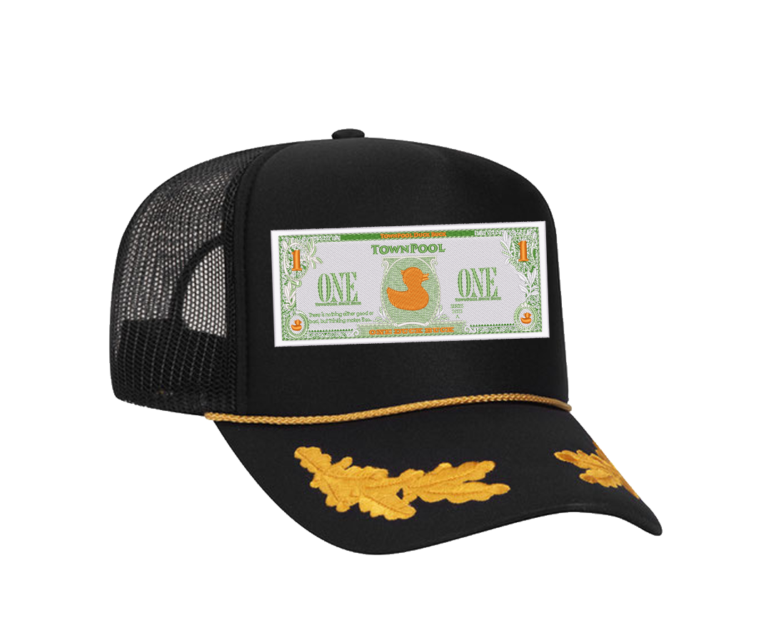 TownPool Duck Buck Captains Trucker Hat (Black, Gold, White)