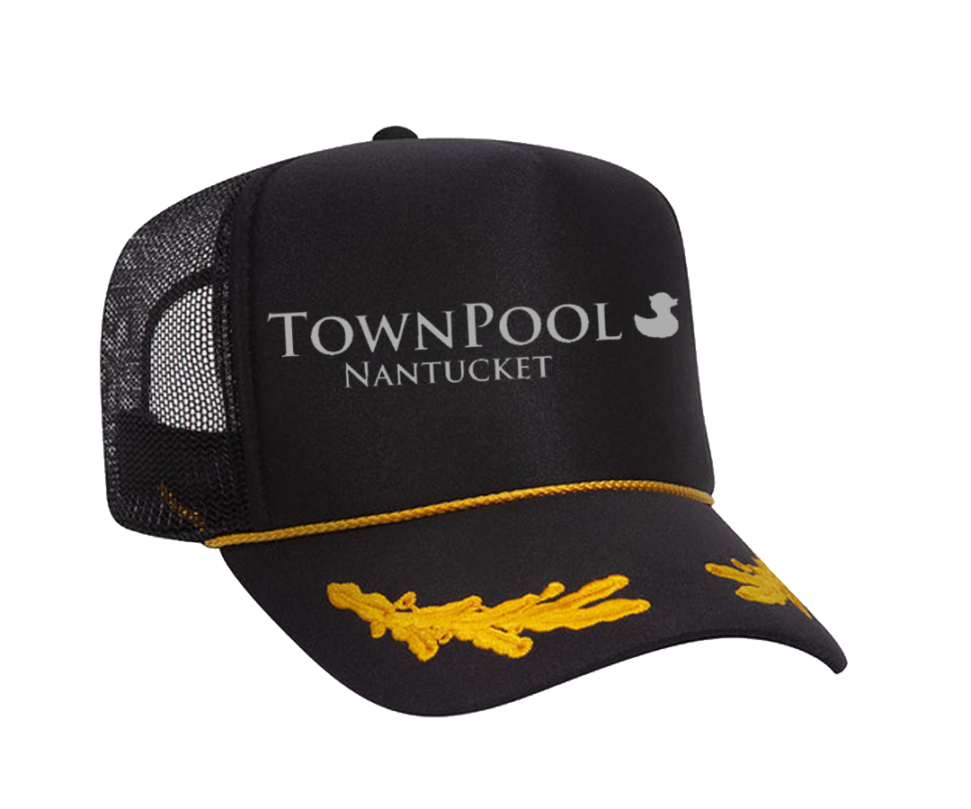 TownPool Nantucket Captains Trucker Hat (Black/Gold, White)