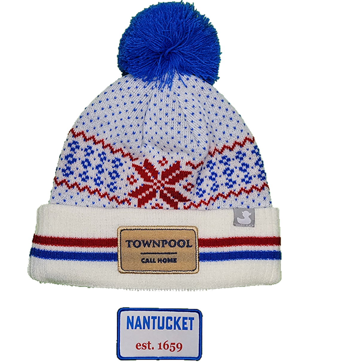 Madaket: Nantucket Winter Hat (White with Stripes)