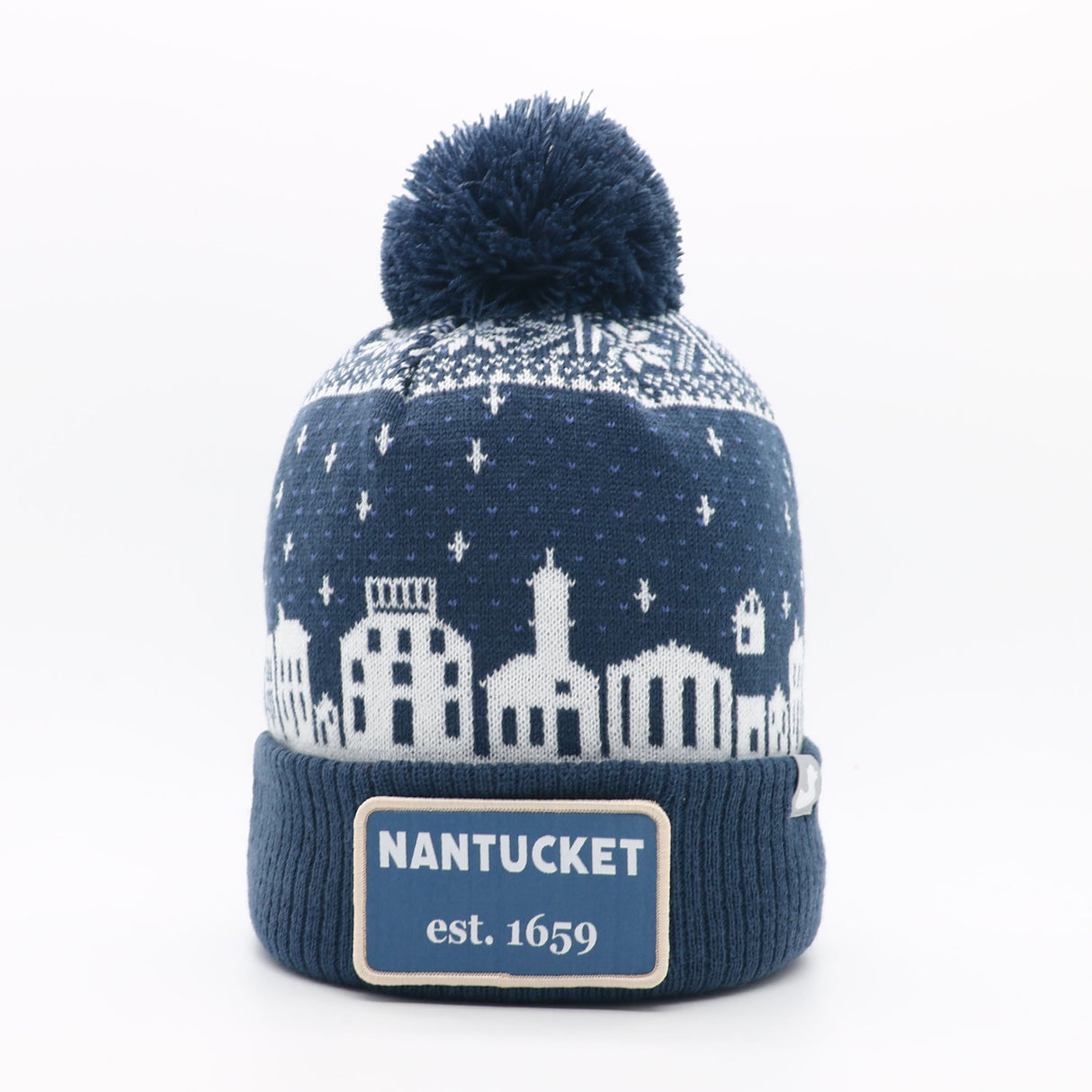 Main Street: Nantucket Winter Hat (Navy with White)
