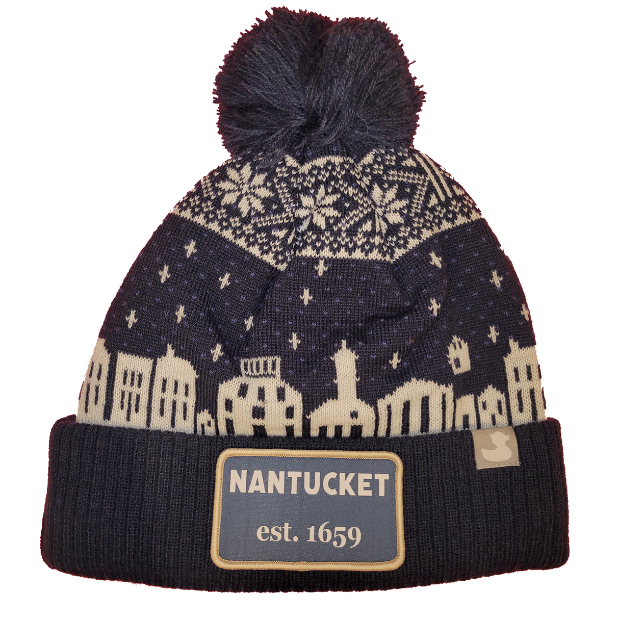 Main Street: Nantucket Winter Hat (Navy with White)