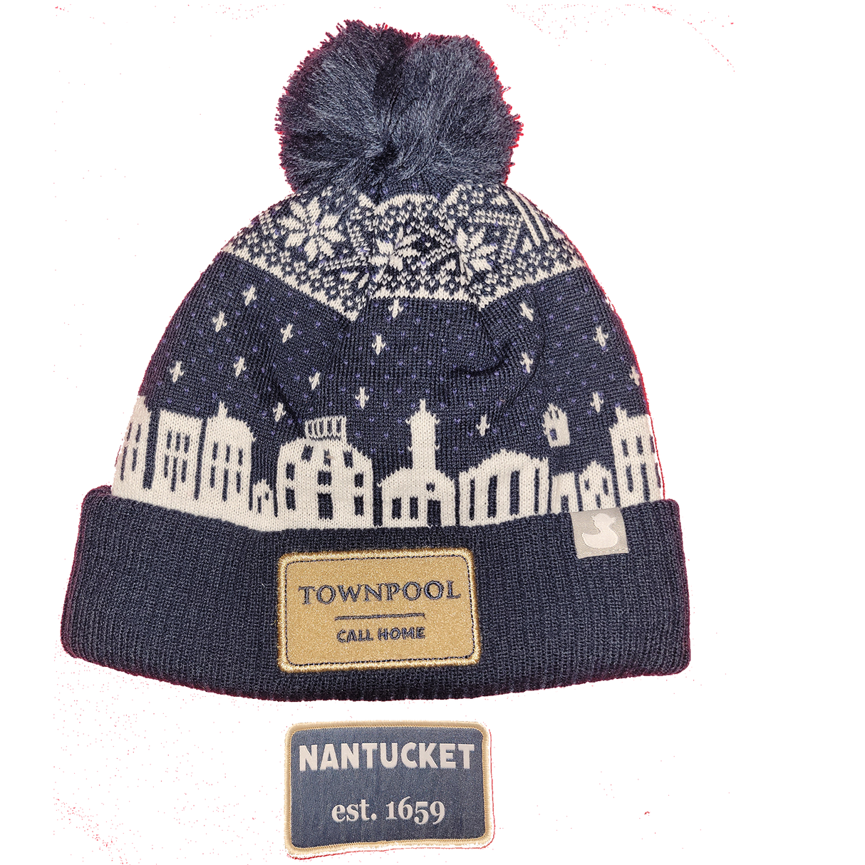 Main Street: Nantucket Winter Hat (Navy with White)