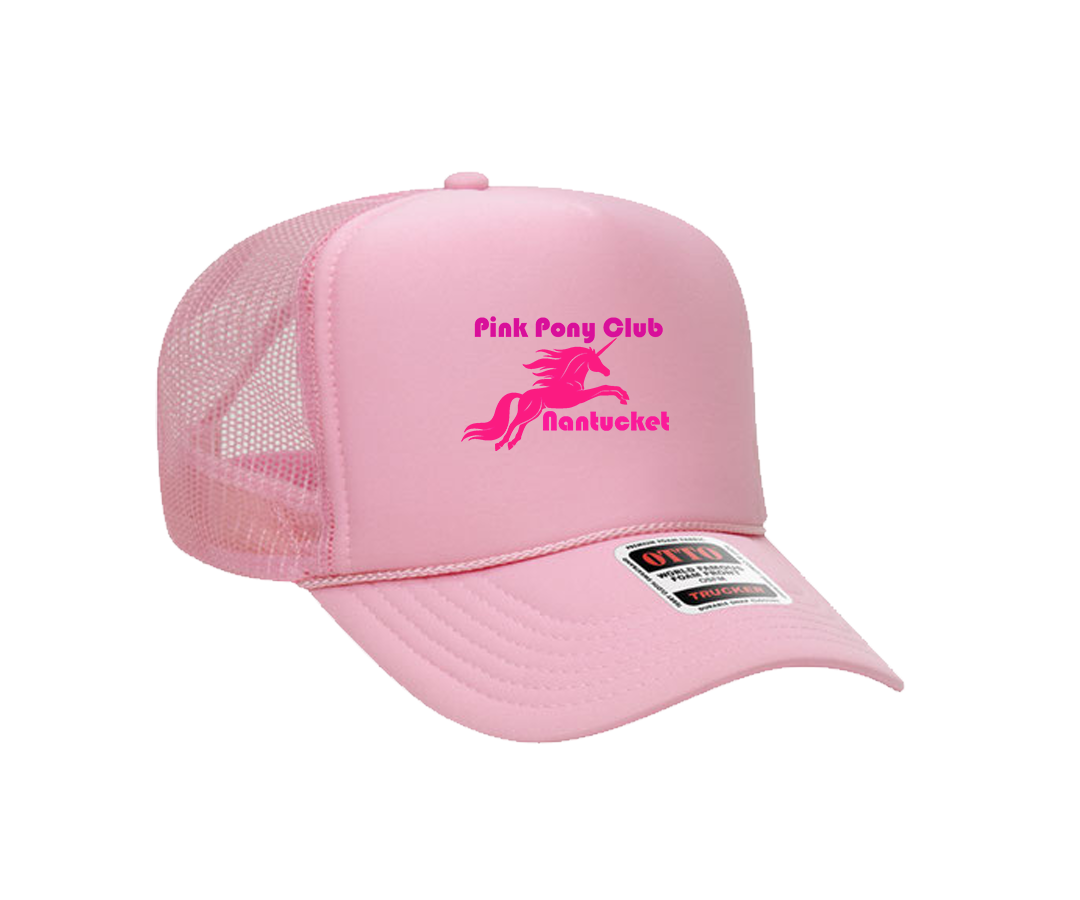 Pink Pony Club Nantucket on Trucker Hat (Pink, Pink)