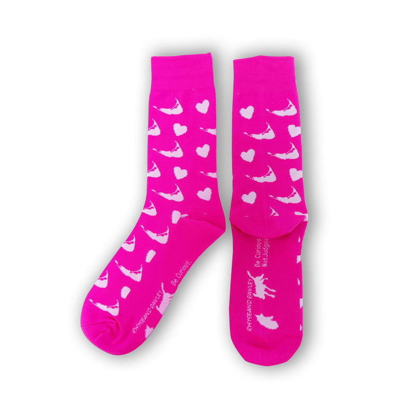 Neon Pink Nantucket Hearts Socks