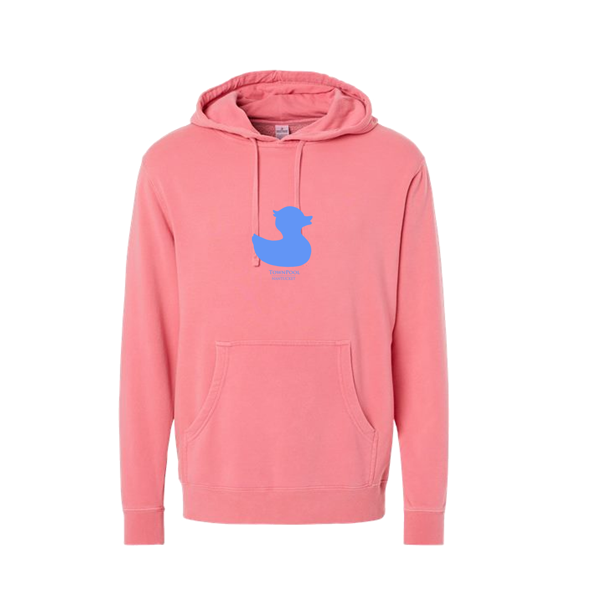Townpool Duck Hooded Sweatshirt (Pastel Pink, Blue Duck)