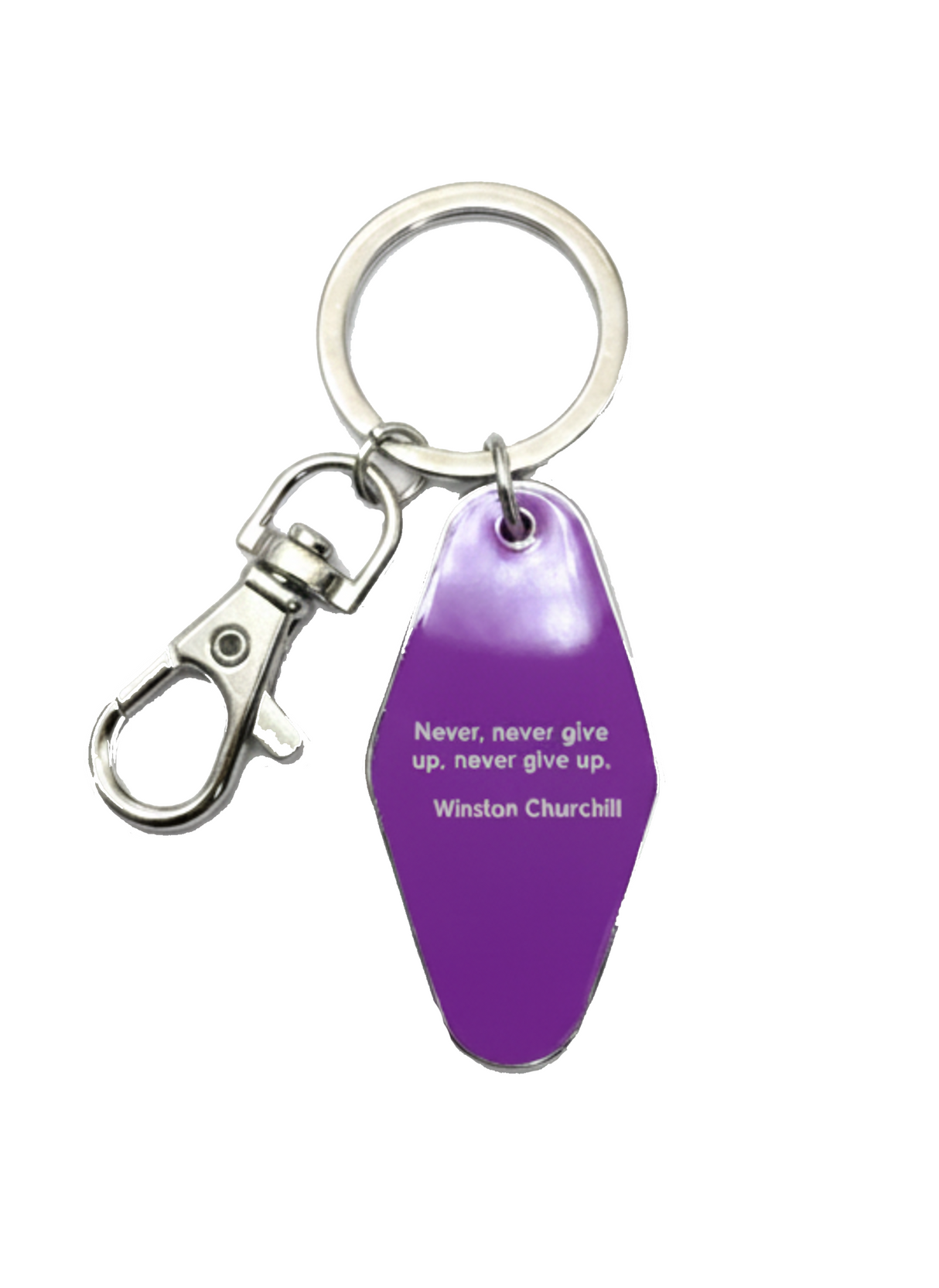 Pink Never Give Up Keychain (Metal)