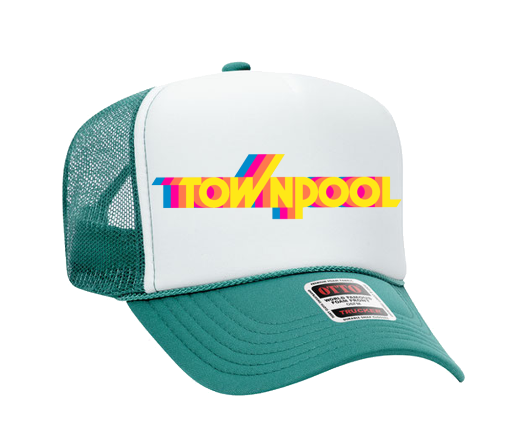 Townpool Retro Trucker Hat (White, Teal, Yellow)