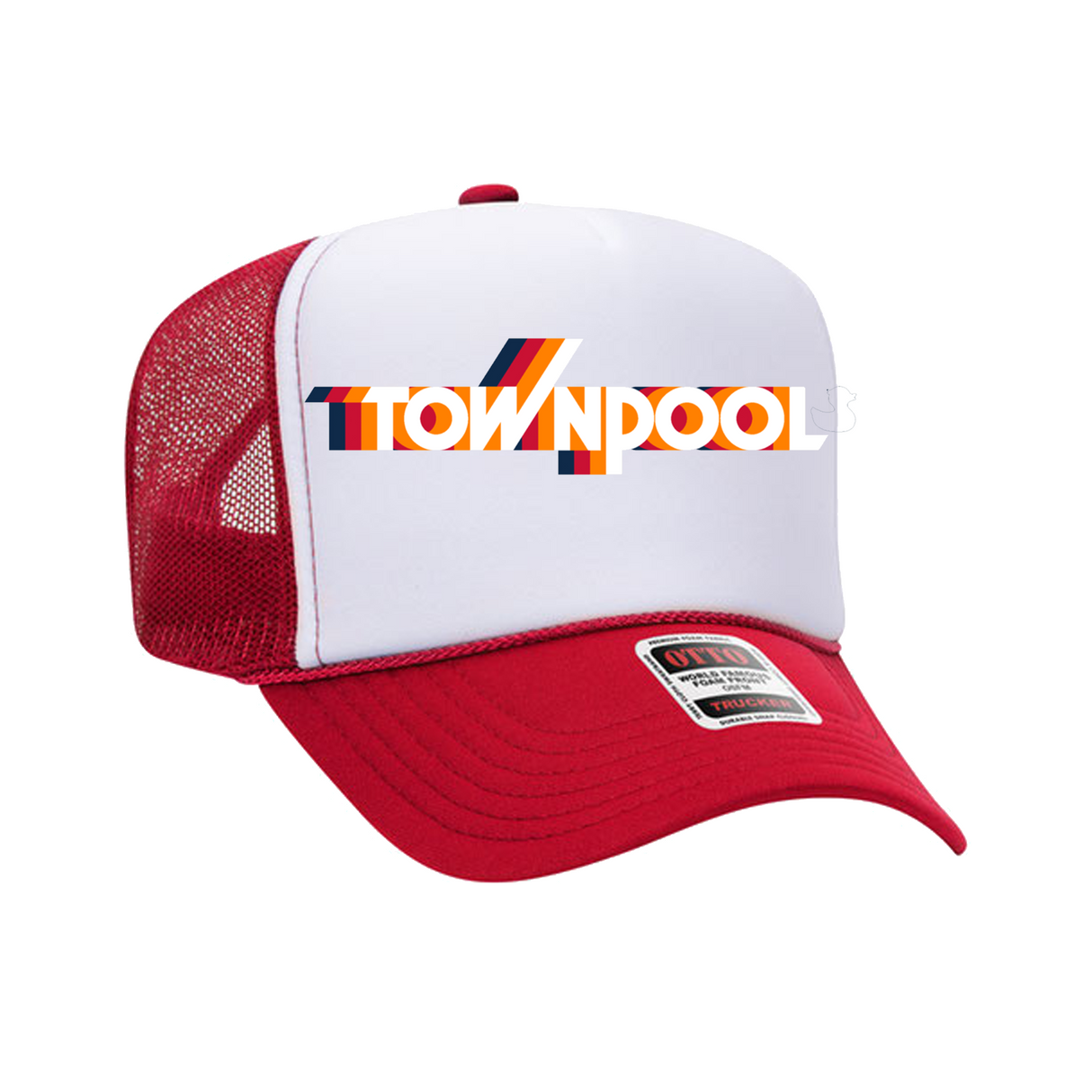 Townpool Retro Trucker Hat (White, Red, White)