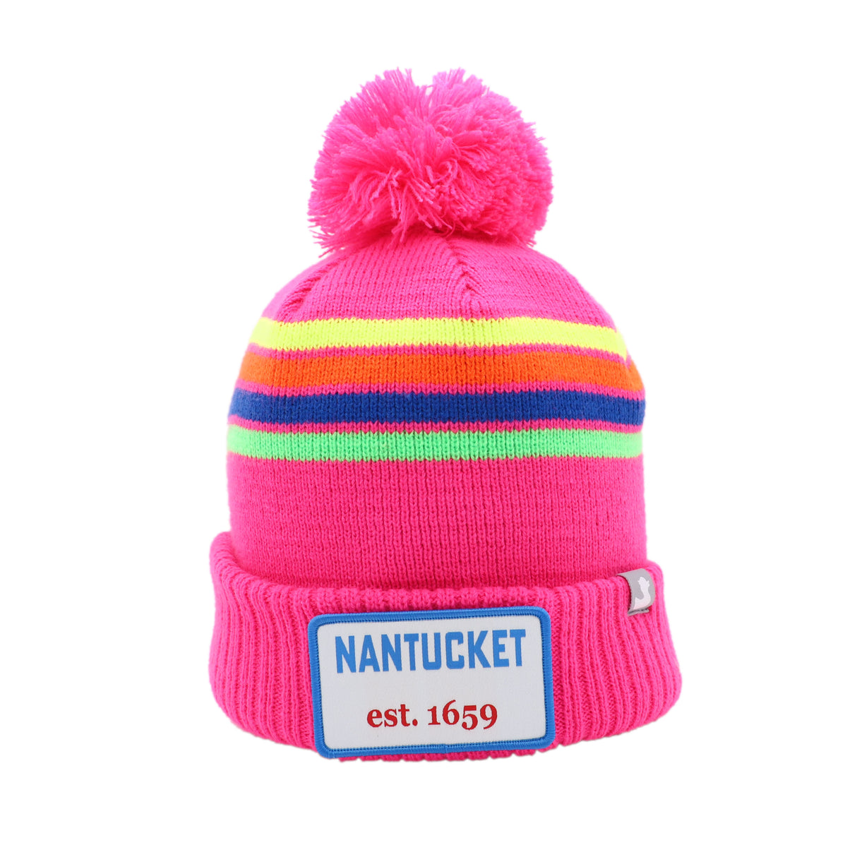 Sconset: Nantucket Winter Hat (Neon Pink with Stripes)