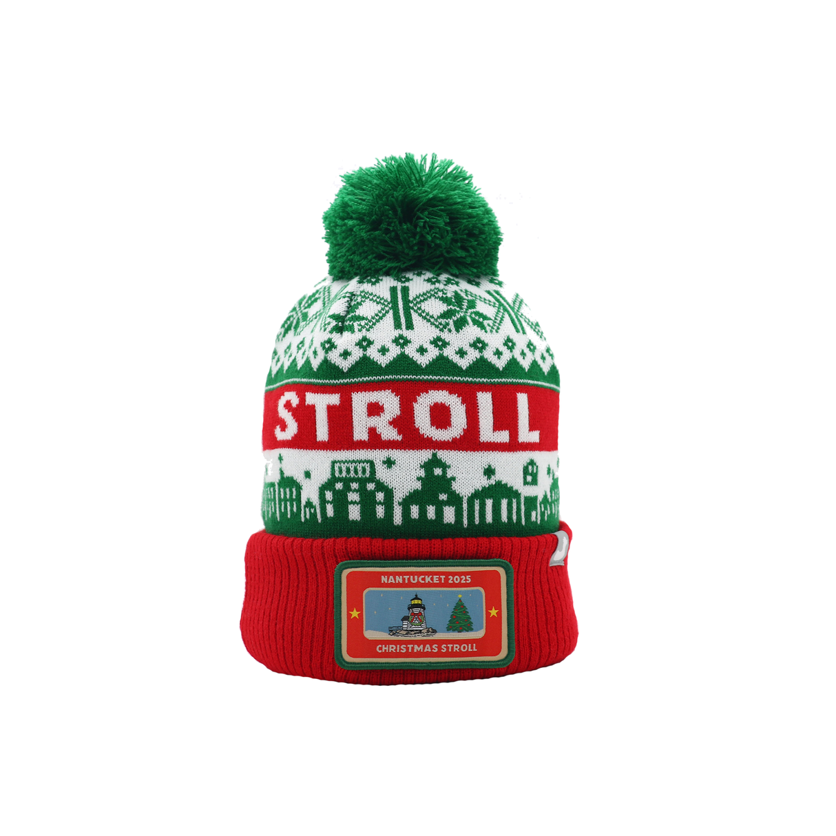 Stroll Red: Nantucket Stroll Winter Hat (Red with White)