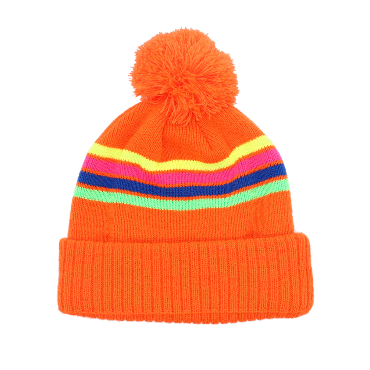 Tom Nevers: Nantucket Winter Hat (Neon Orange with Stripes)