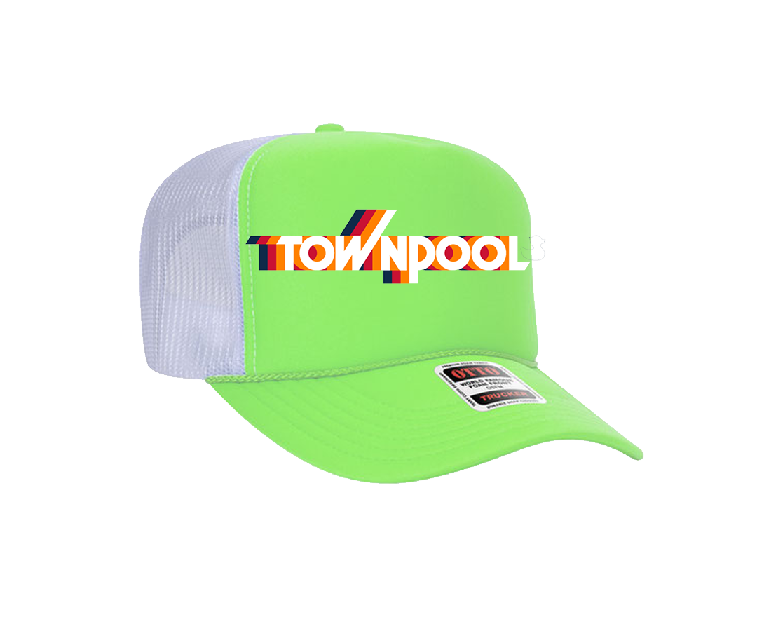 Townpool Retro Trucker Hat (Neon Green, White)