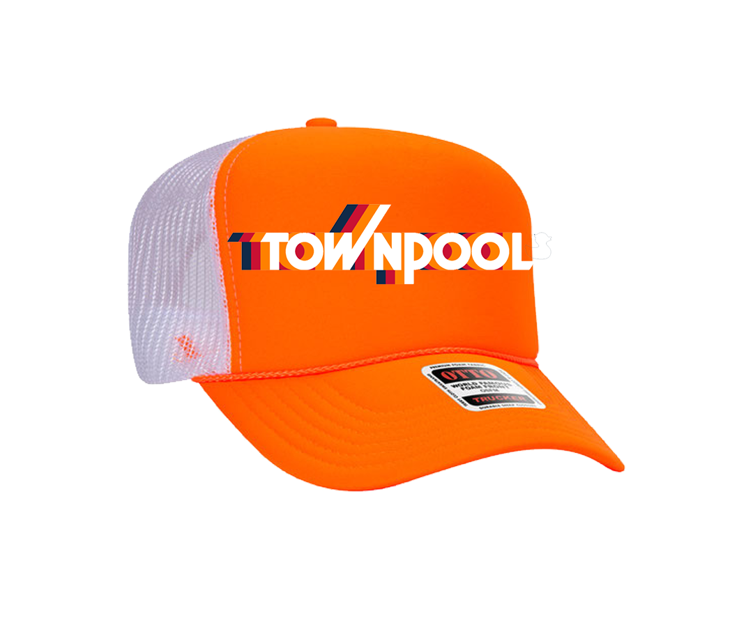 Townpool Retro Trucker Hat (Neon Orange, White)