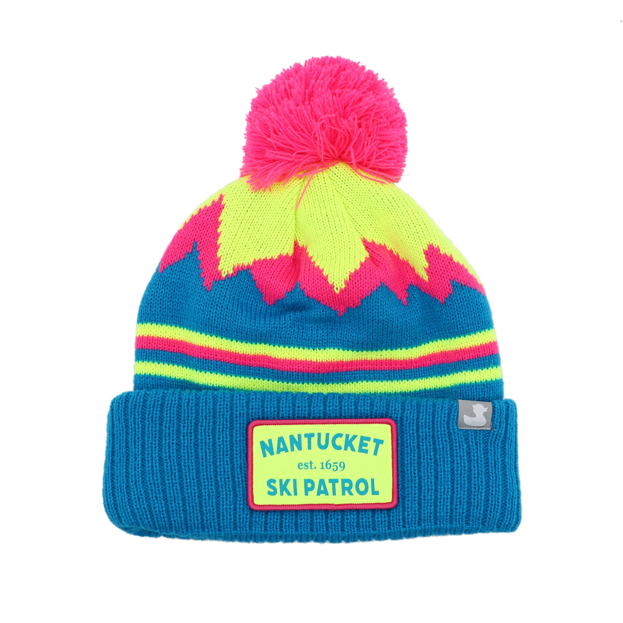 Vail: Nantucket Winter Hat (Neon Blue with Stripes)