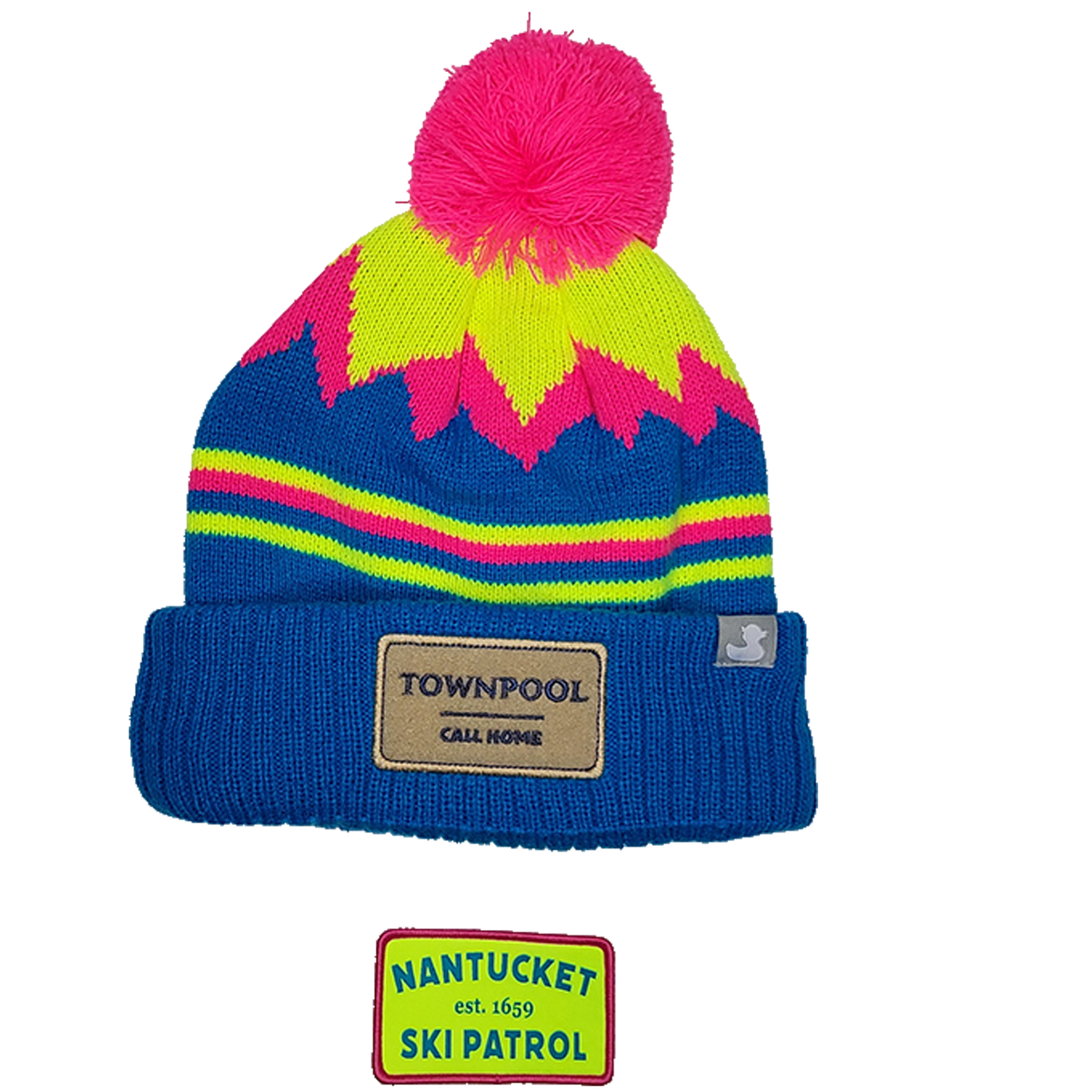 Vail: Nantucket Winter Hat (Neon Blue with Stripes)
