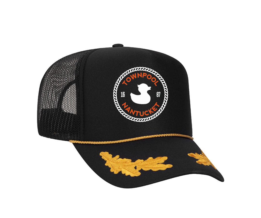 TownPool White Circle Duck Captains Trucker Hat (Black, Gold, White)
