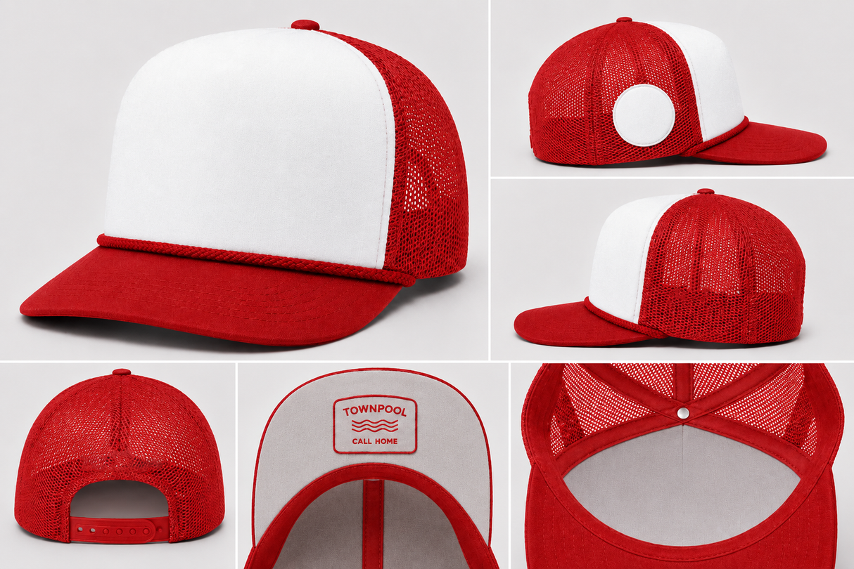 Legacy Velcro Trucker Hat (White, Red)
