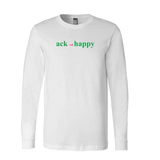 Ack Happy (Green Logo) White Long Sleeve Tee Shirt