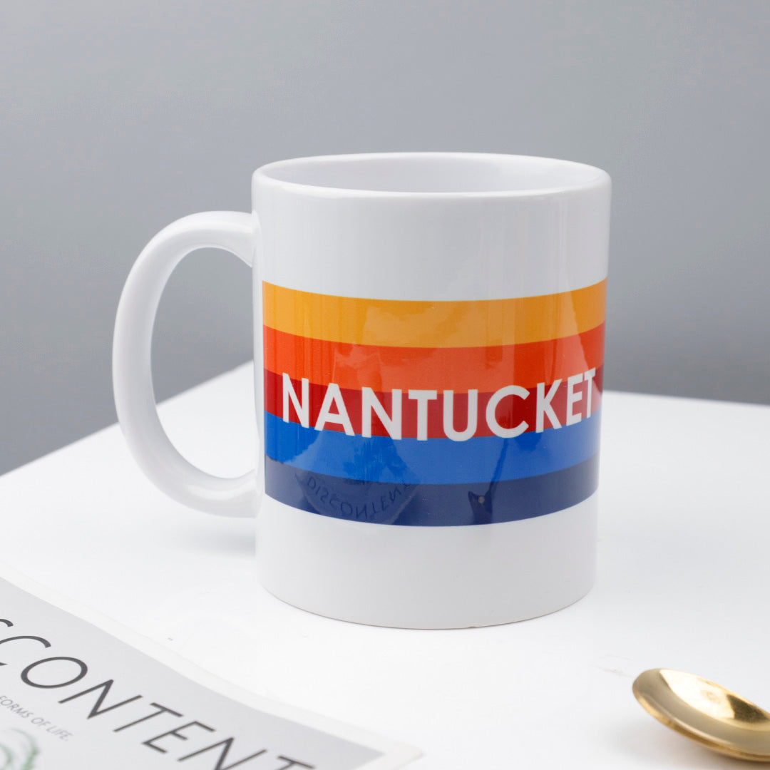 Nantucket Stripes on White Mug