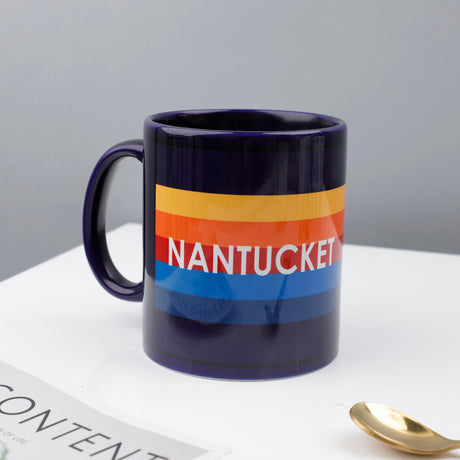 Nantucket Stripes on Navy Mug