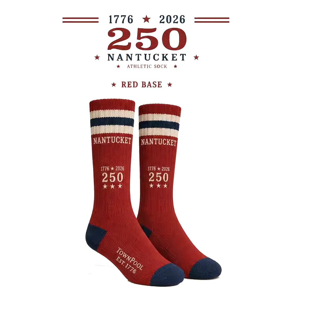Nantucket 250  Red Athletic Socks (Red)