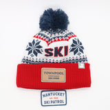 Aspen:  Nantucket Winter Hat (Red with Stripes)