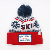 Aspen:  Nantucket Winter Hat (Red with Stripes)