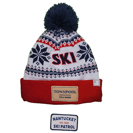 Aspen:  Nantucket Winter Hat (Red with Stripes)