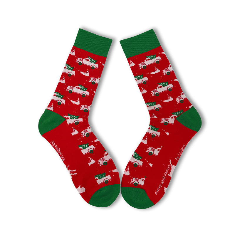 Christmas Tree Truck Socks
