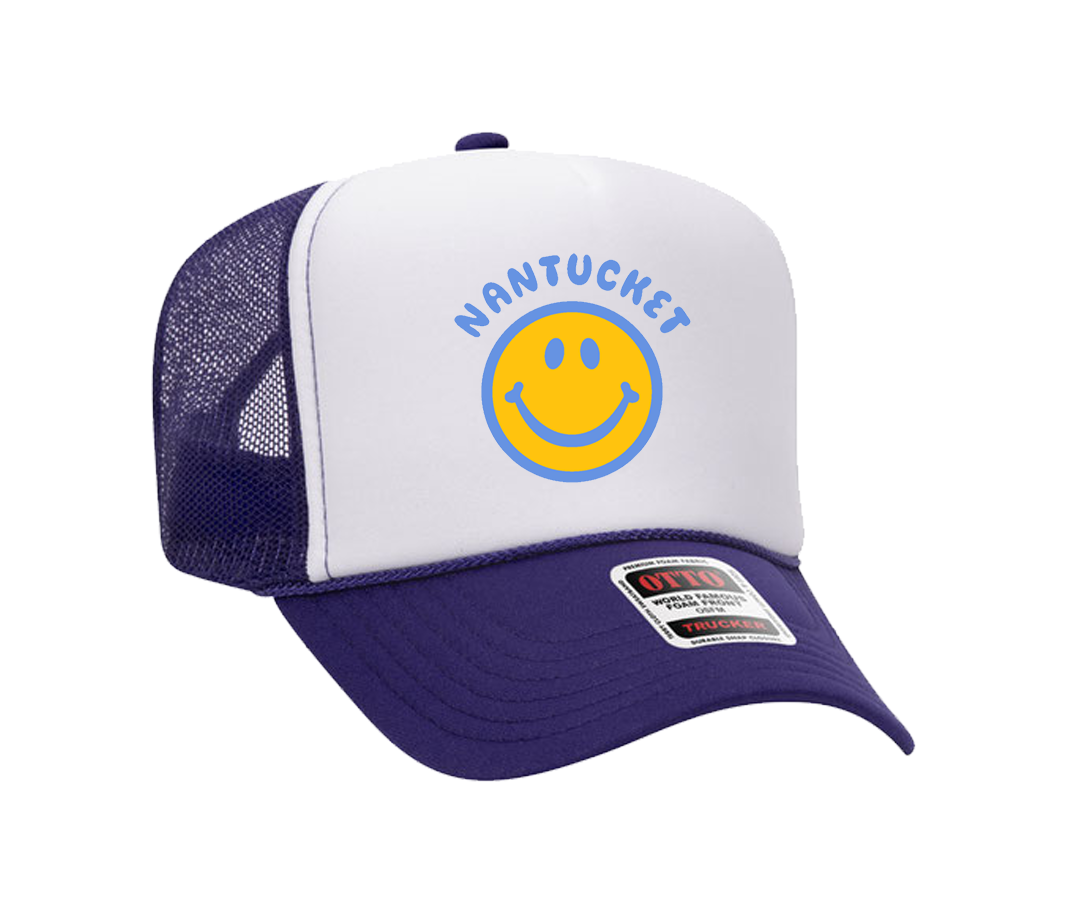 Happy Face (White, Purple) Trucker Hat