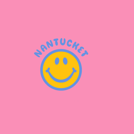 Pink Nantucket Happy Face Trucker Hat (Pink/White)