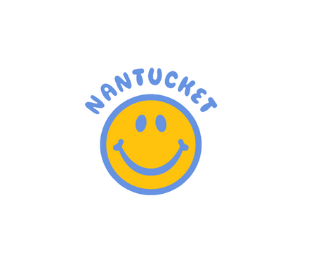 Children's Royal Nantucket Happy Face Trucker Hat (White/Royal)
