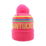 2024 Jefferson: Nantucket Winter Hat (Neon Pink with Stripes)