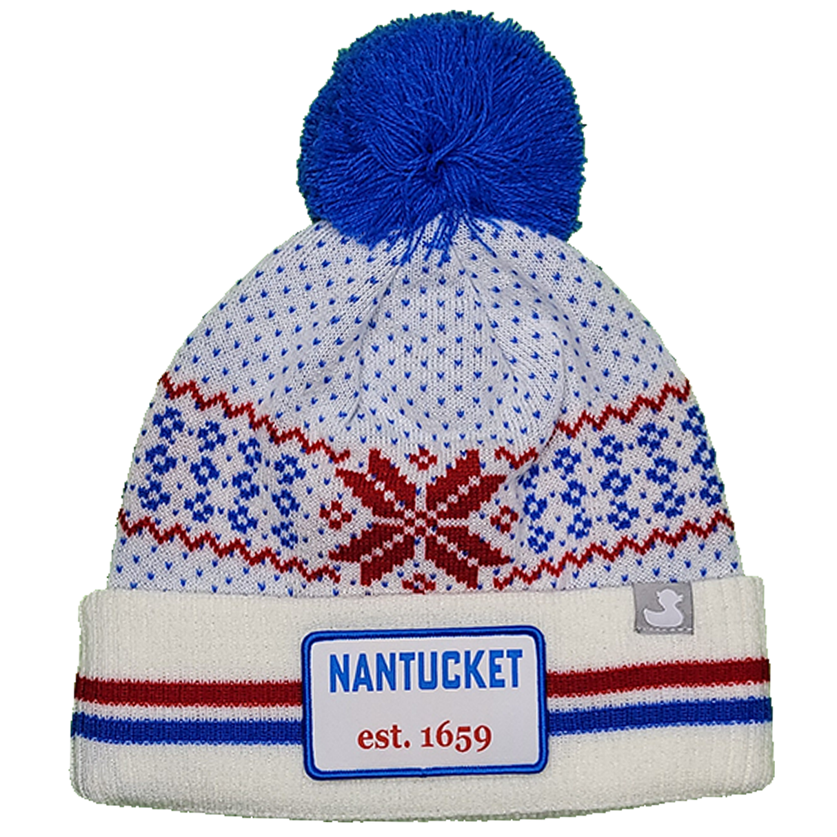 Madaket: Nantucket Winter Hat (White with Stripes)