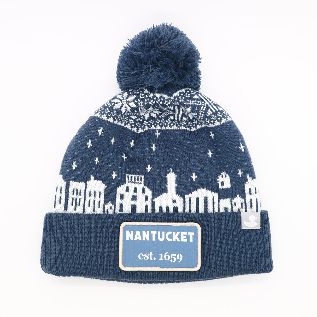 Main Street: Nantucket Winter Hat (Navy with White)