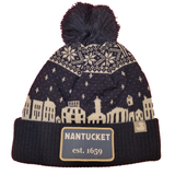 Main Street: Nantucket Winter Hat (Navy with White)