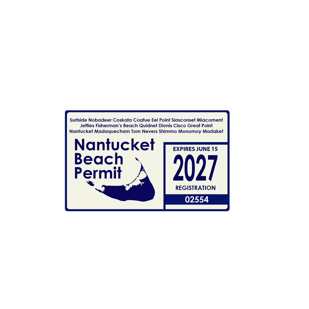Nantucket Beach Permit 2027 Velcro Patch (Navy)