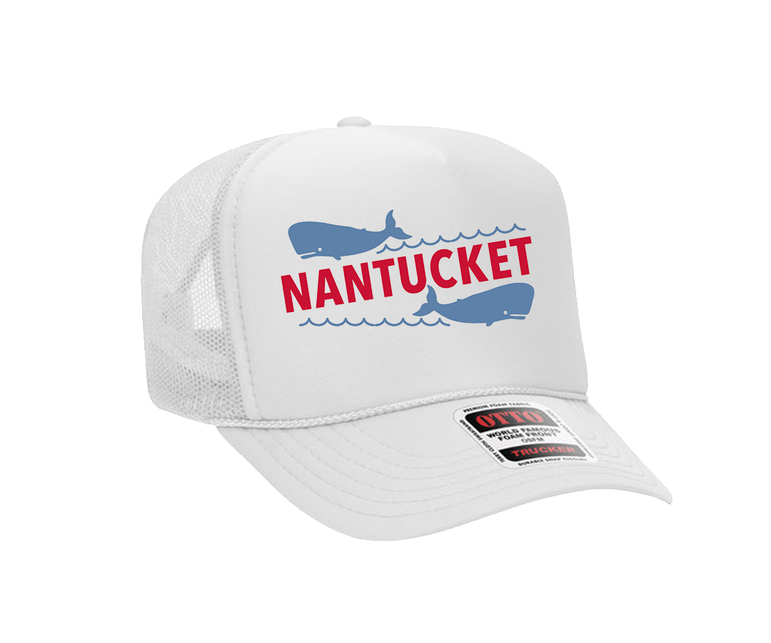White Nantucket Whale Hat with Rope (White/White)