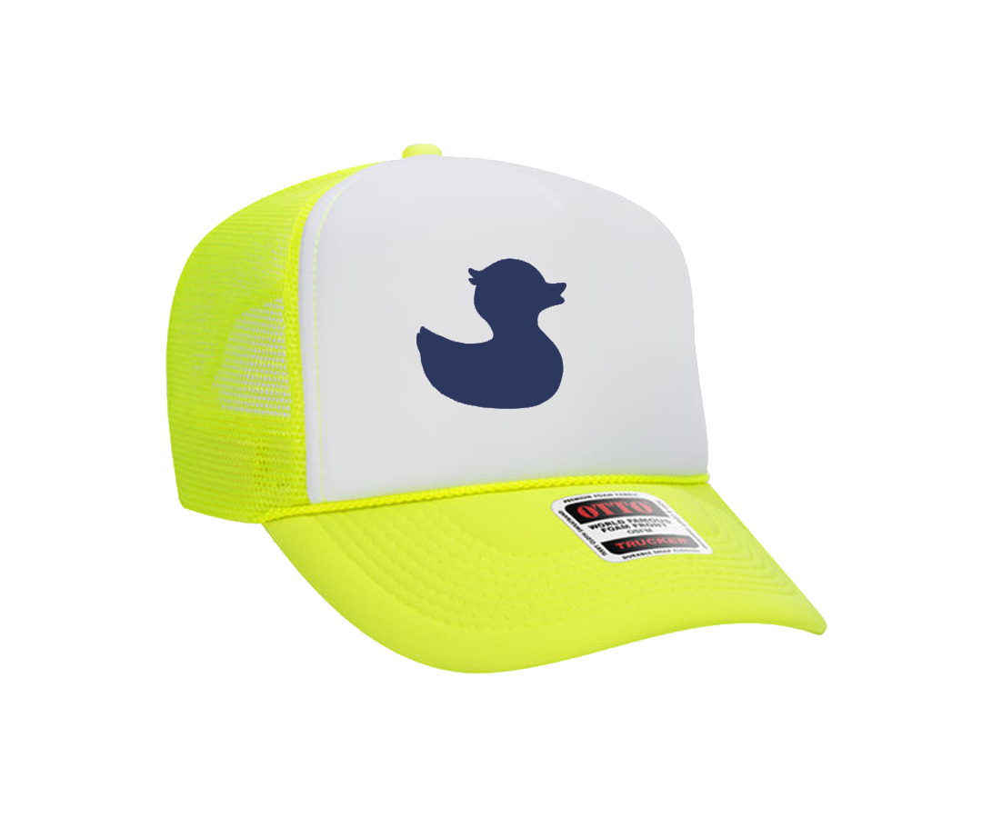 TownPool Navy Duck Neon Yellow Trucker Hat (White/Neon Yellow)