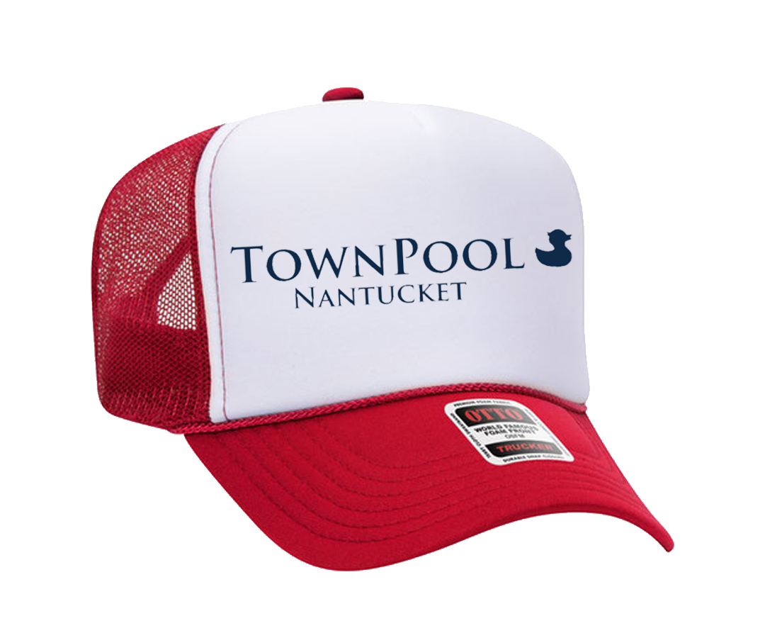 TownPool Nantucket Trucker Hat (White/Red, Navy)