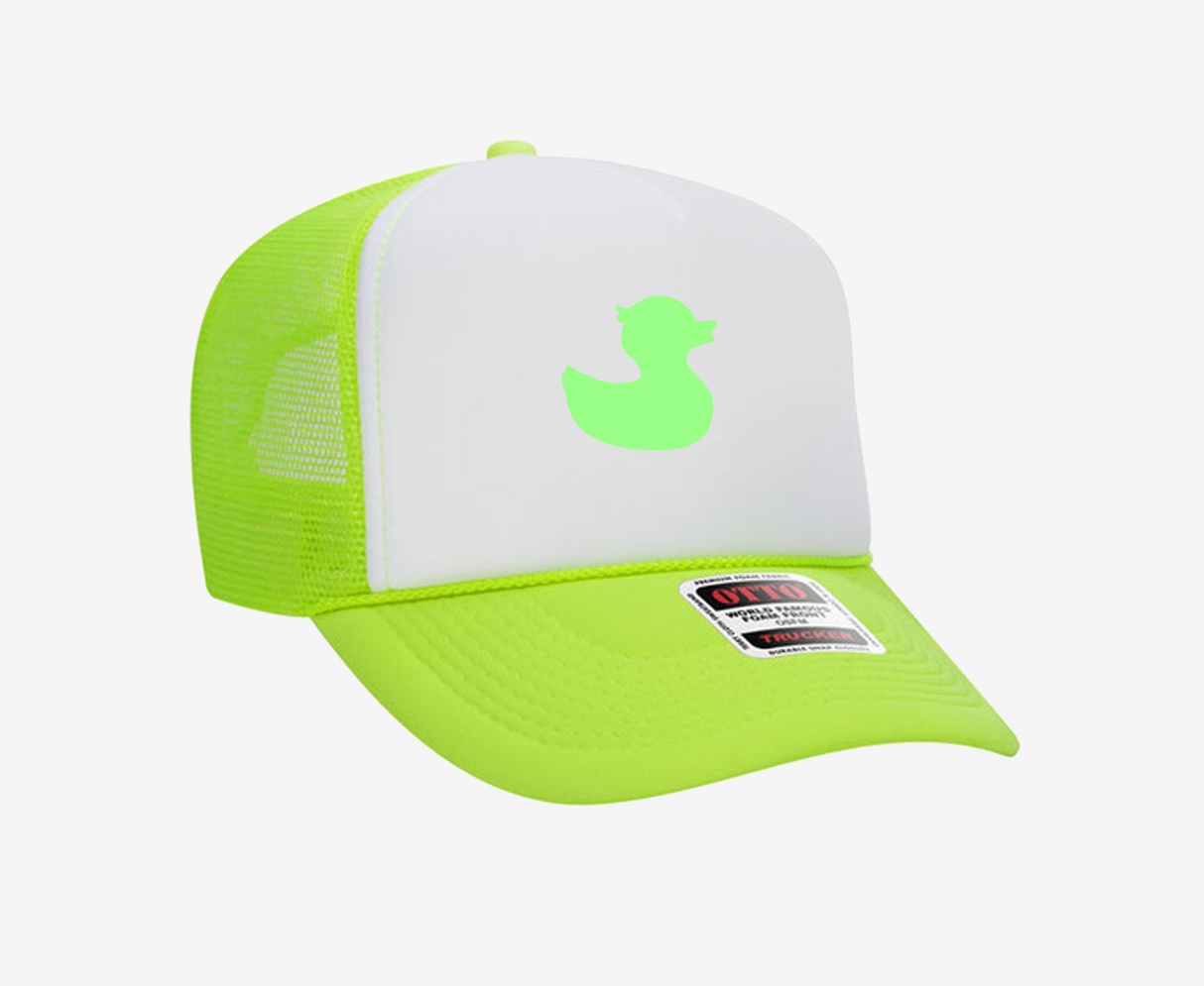 TownPool Duck Trucker Hat (White, Neon Green, Neon Green )
