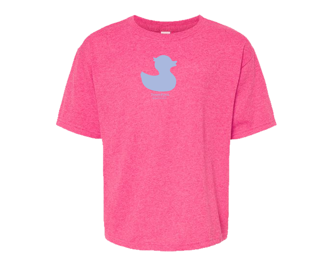 Youth TownPool Duck Short Sleeve Tee Shirt (Pink,Blue)