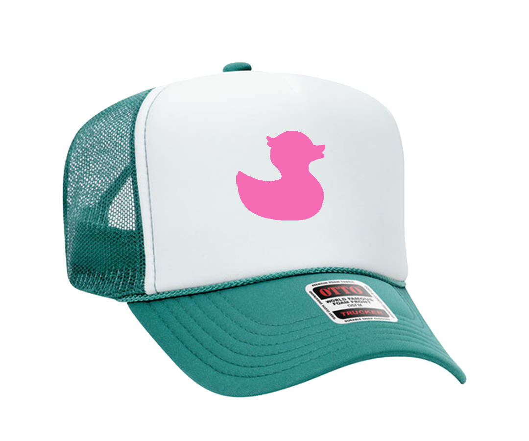 Townpool Pink Duck Trucker Hat (White/Teal)