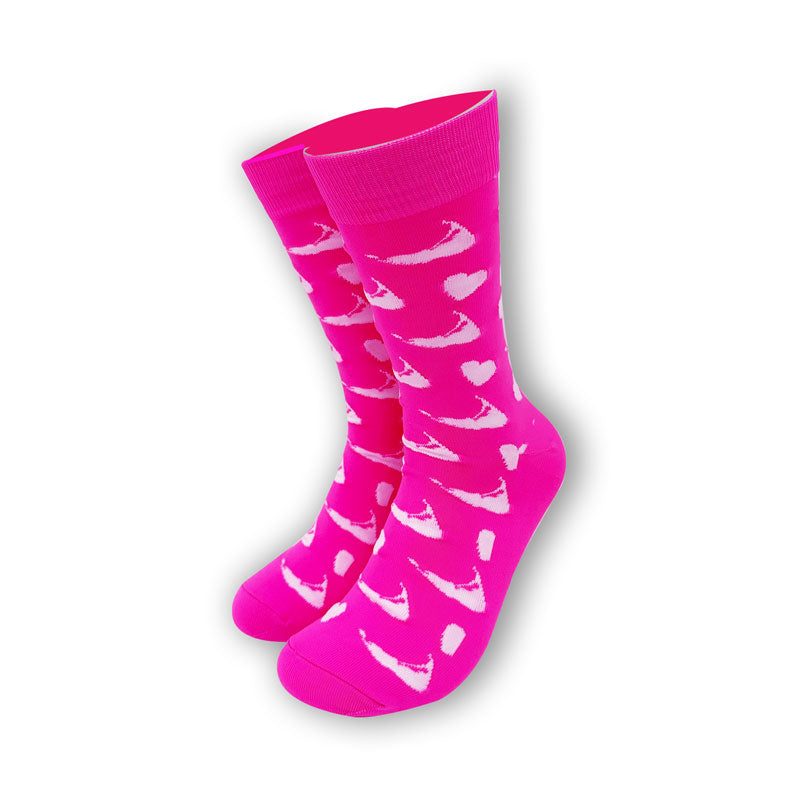 Neon Pink Nantucket Hearts Socks