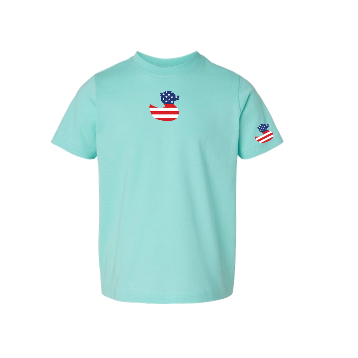 Children's Youth Duck USA Flag tee shirt (Seafoam)