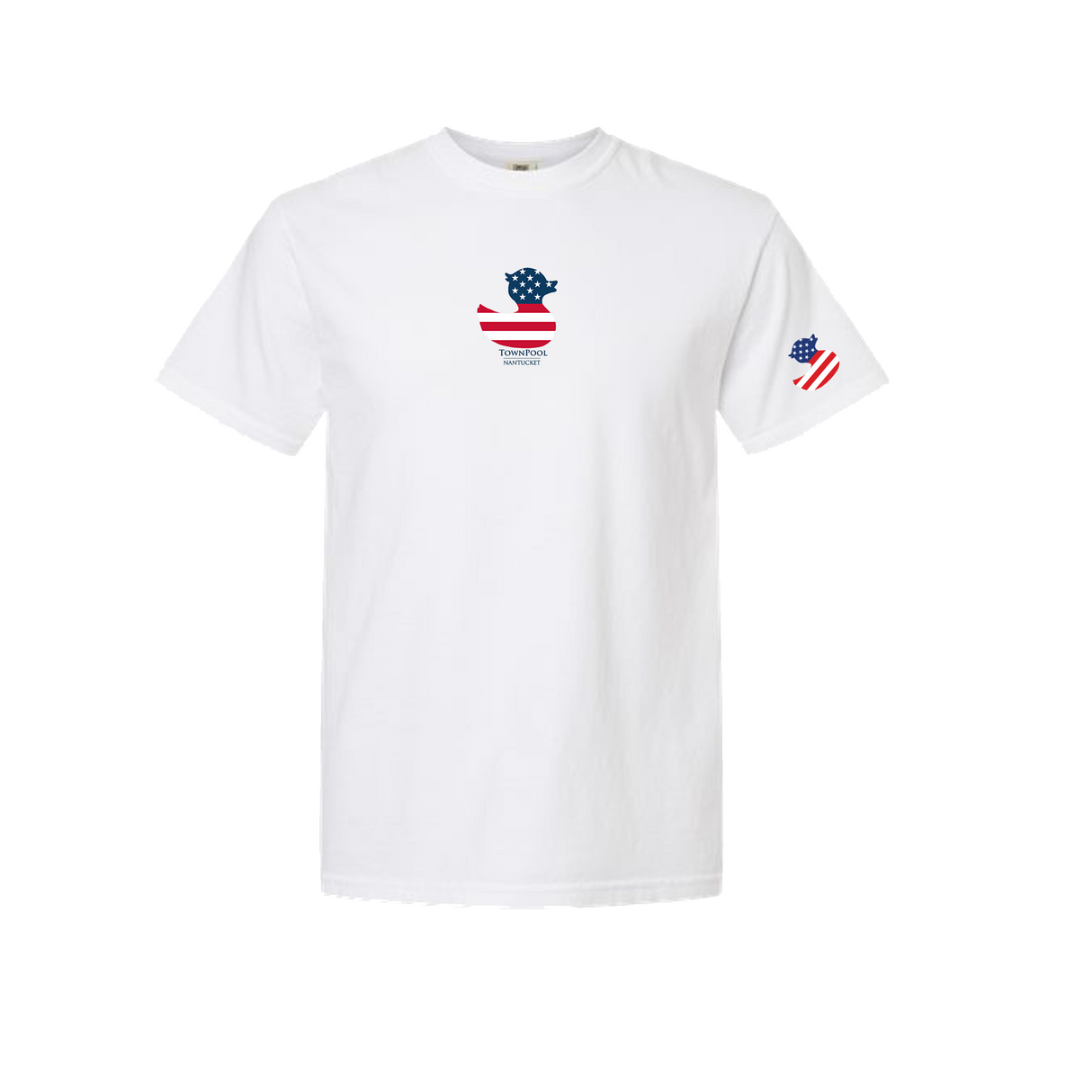 Duck USA Flag Short Sleeve Tee Shirt (White, USA)
