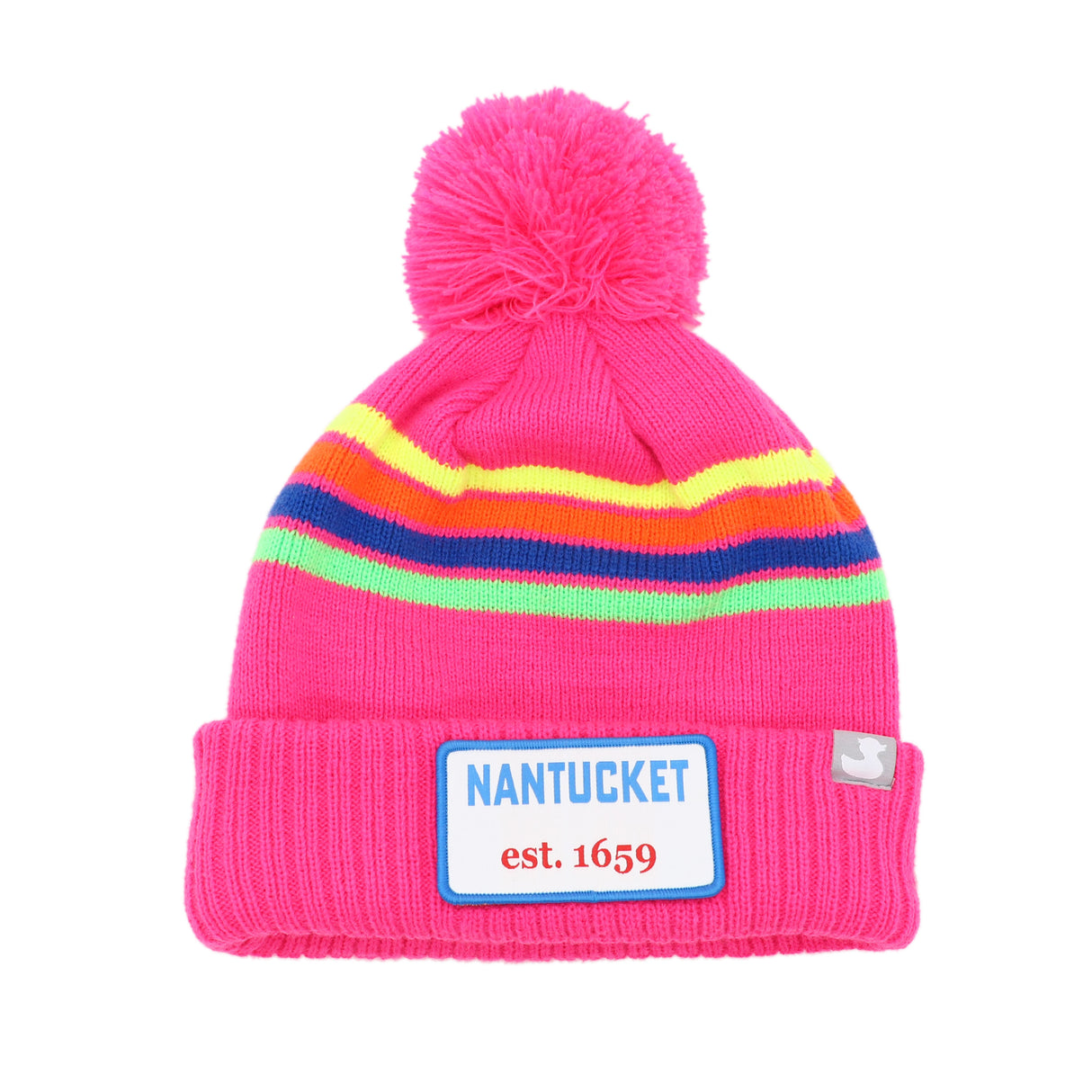 Sconset: Nantucket Winter Hat (Neon Pink with Stripes)