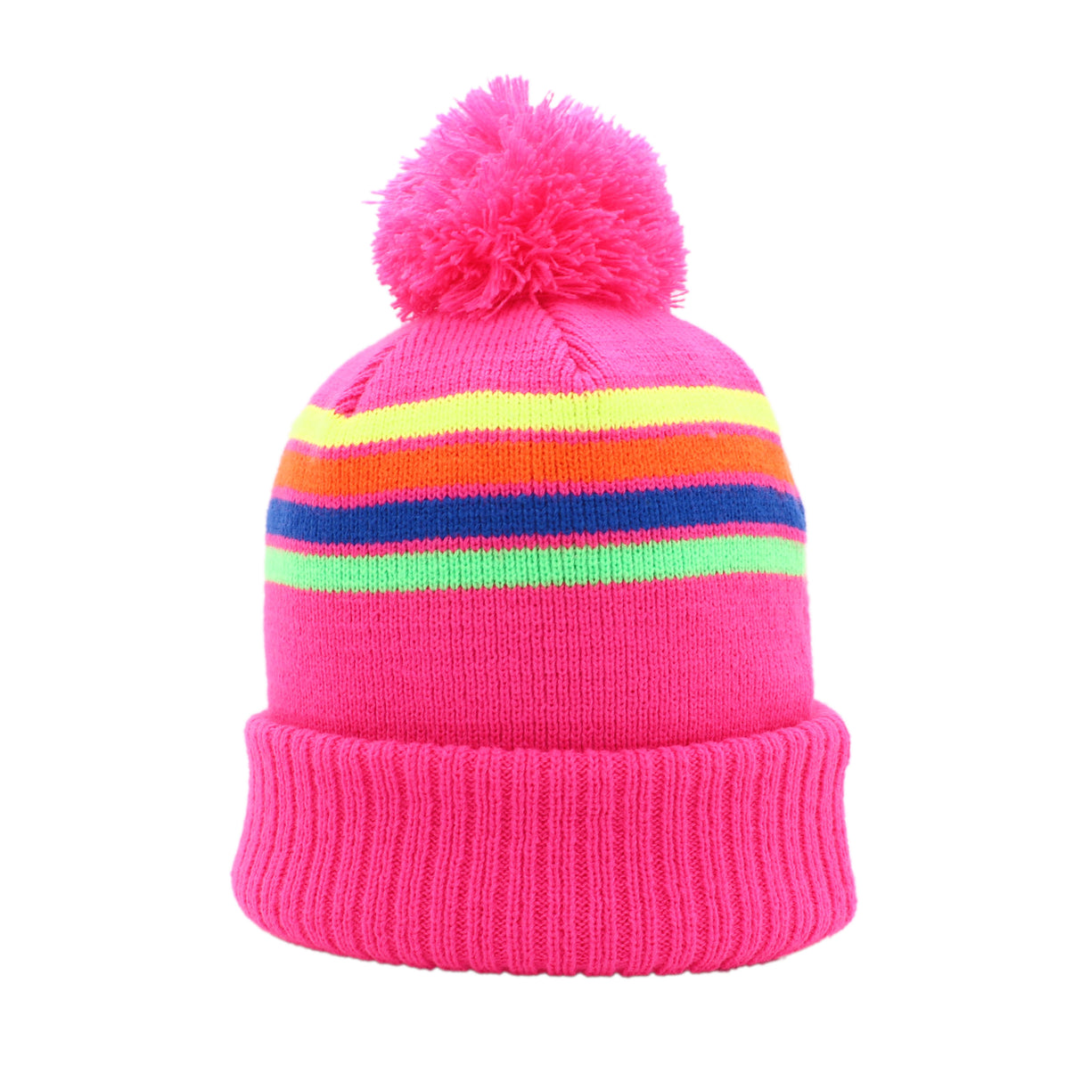 Sconset: Nantucket Winter Hat (Neon Pink with Stripes)
